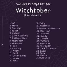 the witch list for witches in front of a purple background