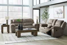 Laresview Fossil Reclining Living Room Set from Ashley - Luna Furniture Brown Recliner Living Room Decor Modern, Couch And Recliner Layout, Brown Recliner Living Room, Brown Recliner, Natural Living Room, Sofa Colors