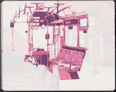 a drawing of a train car with multiple seats