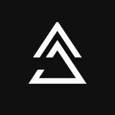 the triangle logo is shown in white on a black background, and it appears to be made