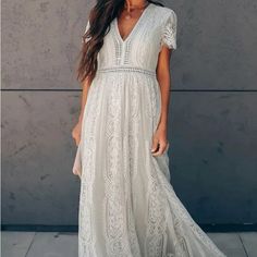 New Boutique Item S 4-6 M 8-10 L 12-14 Xl 16-18 Boho White Dress, Floral Lace Maxi Dress, Long Tunic Dress, Maxi Shift Dress, White Lace Maxi Dress, White Lace Maxi, Dress Sleeve Length, Elegant Party Dresses, Boho Lace