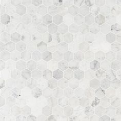 white marble hexagonal tiles with grey veining