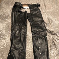 Low Cut Style Leather Chaps. Leather Chaps Women, Fitted Leather Pants With Belt Loops For Formal Occasions, Black Sweatsuit, Black Khaki Pants, Chaps Women, Leather Chaps, Flair Jeans, Motorcycle Pants, Sweatsuit Set