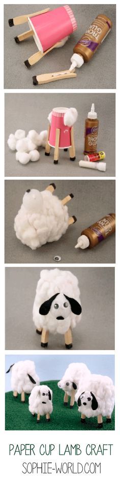 paper cup lamb craft for kids to make