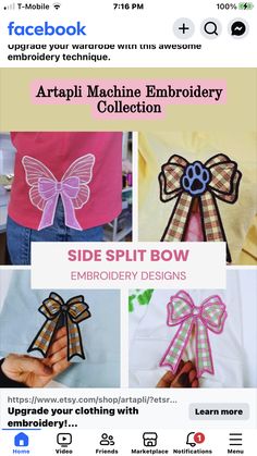 the app is showing how to make an embellishment bow for your t - shirt