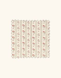 a piece of fabric with flowers and stripes on the front, in white background for wallpaper