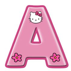 the letter is pink with hello kitty on it's upper half and bottom part