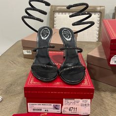 Rene Caovilla Cleo Sandal Looks Black But Color Is Dark Grey Shoe Heel Has Scratches A Cobbler Can Easily Fix. Includes Dust Bag And Box Size Is 41 Caovilla Shoes, Rene Caovilla Shoes, Fruit Photography, Rene Caovilla, Looks Black, Cobbler, Women's Shoes Sandals, Dark Grey, Shoes Sandals