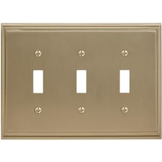 two toggles are mounted on the side of a metal wall plate with four screw holes