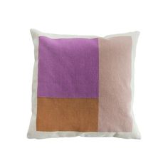 a purple and pink pillow on a white background with the same color block in it