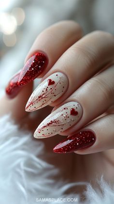 https://www.profitablecpmrate.com/u47bctva2?key=daefc5b31a6da863bbc3dd512124d7bd Nail Holiday Ideas, Christmas Nails Red And Gold Glitter, New Year Nail Inspo 2024, Elegant Red Nail Designs, Red Nye Nails, Red Detail Nails, Nails For 2025, Christmas Nails Red And Silver, Cute Red Nail Designs