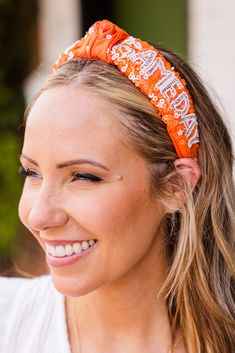 Score a stylish win with this orange and white sequin headband! Perfect for game day, this accessory adds a winning touch to any outfit! Accessorize with confidence and show off your team spirit with a pop of color!. A win is always in style with this headband! A Win Is A Win, Sequin Headband, Tunic Hoodie, Jumpsuit Party, Wedge Heel Sandals, Babydoll Top, Shoes With Jeans, Fall Shopping, Sunglasses Shop