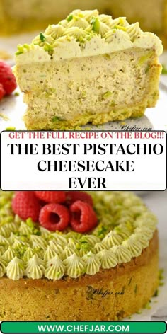 A slice of heaven with Pistachio Cheesecake! This luxurious dessert features a creamy cheesecake base, infused with the nutty richness of pistachios. Pistachio Cheesecake Recipe, Unique Cheesecake Recipes, Unique Cheesecake, Cheesecake Base, Pistachio Dessert, Ordinary Extraordinary, Pistachio Recipes