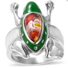 The Frog Frog Symbolizes Heath And Cleansing Multi Color Murano Glass Stone Stainless Steel Wont Tarnish Multiple Sizes Super Cute Gift Box Included Mens Wedding Rings Unique, Murano Jewelry, Frog Ring, Frog Frog, Glass Frog, Rings Unique, Cute Gift Boxes, Vintage Art Glass, Glass Rings