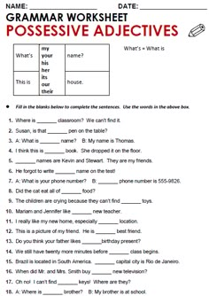 a worksheet with words and pictures on it