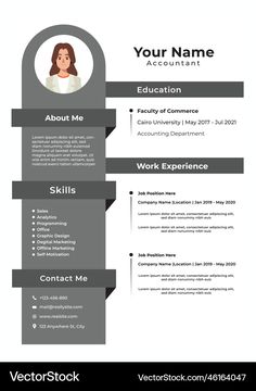 a professional resume template with an image on the front and back cover, in grey