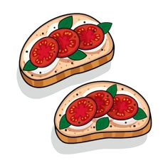 two slices of bread with tomatoes on them