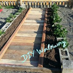 a wooden garden bed with the word diy work out written in blue on it