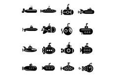 various types of submarines are shown in black and white