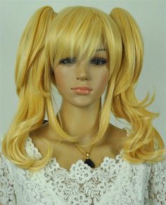 Blonde Wavy Medium Pigtail Ponytail Women Cosplay Party Anime Hair Wig Wigs +Cap Anime Hair Wig, Pigtail Ponytail, Diy Wig, Women Cosplay, Cosplay Hair, Short Hair Wigs, Mild Shampoo, Long Blonde, Anime Hair