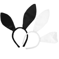 a black and white bunny ears headband