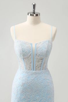 Amzcw Light Blue Corset Spaghetti Straps Short Tight Homecoming Dresses with Lace Up Back Light Blue Corset, Tight Homecoming Dress, Tight Homecoming Dresses, Dresses With Lace, Lovely Partner, Homecoming Dresses Short Tight, Blue Corset, Homecoming Dresses Tight, Short Party Dress