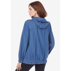 Lightweight and with a breezy look and feel, this classic hoodie has a relaxed fit and straight hem that makes it easy to throw on and go for any occasion. It's finished with a zip front, elastic cuffs and hem, and two front pockets. Plus Size Indie, Indie Jacket, Long Denim Jacket, Long Overcoat, Plus Size Winter, Suede Fringe Jacket, Lace Jacket, Ladies Of London, Swimsuits For All