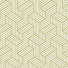 an abstract geometric pattern consisting of intersecting lines and rectangles in gold on a white background