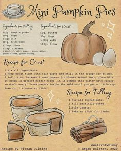 a recipe for pumpkin pies with instructions on how to make them