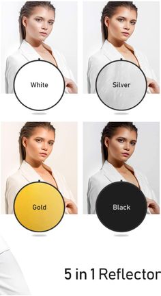 the 5 in 1 reflector is shown with four different colors and five different shapes