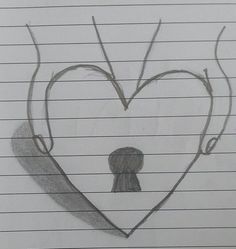 a drawing of a keyhole in the shape of a heart