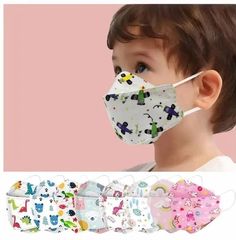 Kids KF94 Face Masks – Perfect Fit For Your Kid's Safety Protective Layers - These masks are made from supportive and powerful fabric, including non-woven fabric layer and soft melt-blown layer. The inner layer is super gentle on the skin and it can absorb the moisture from the breath. The outer leak-proof layer covers the high-density filter and is latex-free. The filter elements strengthen the protection and make the masks more effective and safer for kids. Pleasant to Wear - These KF94 face m Mouse Mask, Masks Kids, Green Rabbit, Children's Mask, Kids Mask, Unicorn Cat, Pink Rabbit, Blue Rainbow, Pink Rainbow