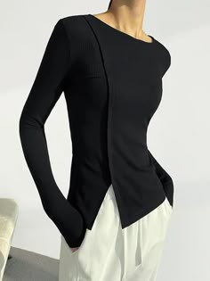 Mock Neck Top, Looks Chic, Long Sleeve Knit Tops, Looks Style, Mode Inspiration, Long Sleeve Knit, Plus Size Tops, Casual Outfit, Look Fashion