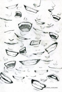 a drawing of many faces with different expressions