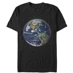 Get a new view of the planet we all call home with the Lost Gods Planet Earth Black T-Shirt! A view of Earth from outer space floating among the stars is printed on the front of this awesome black Earth t-shirt. Size: 2xl. Gender: male. Age Group: adult. Pattern: Shapes. Material: Cotton. Men's Graphic T Shirt, Mens Tee Shirts, Slim Fit Shorts, Planet Earth, Outer Space, Stylish Shirts, Perfect Shirt, Black T Shirt, Black Media