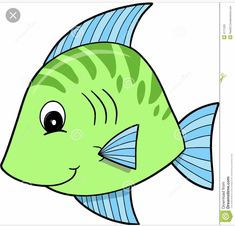 a green fish with blue stripes