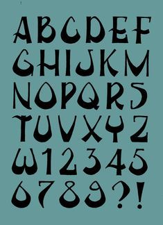 the alphabet is made up of letters and numbers, with black ink on gray paper