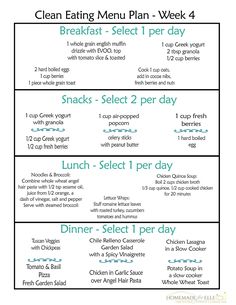 the menu for clean eating menu