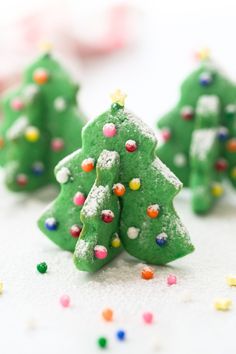 small green christmas trees with sprinkles on them