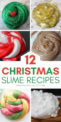 twelve christmas slime recipes with text overlay