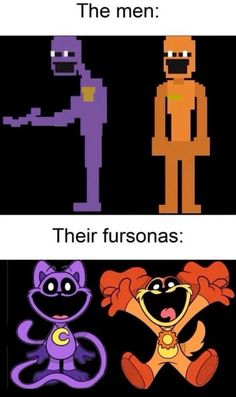 three different types of cartoon characters with caption that says, the men their furons