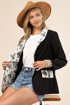 Cowboy Logic Cowboy Cactus Print Blazer ⚡Use code PIN15 at checkout for 15% off! ⚡ www.baharanchwesternwear.com #fallfashion #fall #fallweather #fallwesternoutfit #falloutfit #western #cowgirl #sweatshirt #westernprint #cactus Cowboy Cactus, Wedding Cowboy Boots, Pullover Cardigan, Cactus Print, Printed Blazer, Wide Brimmed Hats, Love T Shirt, New Tops, Western Outfits