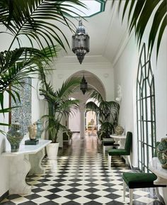 outdoor, architectural, architecture, tile, tiled floor, checkered floor, marble, marble tile, marble tile floor, plants, greenery, fake plants, indoor plant, decor, inspo, British Colonial Decor, Colonial Interior, Country House Interior, Colonial Decor, Patio Interior, English Country House, Moroccan Design, Beautiful Hotels