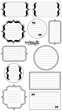 printable labels and frames with black ink on white paper