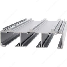 three different types of aluminum profiles and the same length as shown in an image on a white background