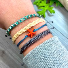 Amazing Colors And Starfish Charm!! Beautiful Style Comes 4 With Bracelets Shown In Picture One Of A Kind!! Waterproof And Long Lasting!! Adjustable To Fit Anyone! The Turquoise Bracelet Is Pura Vida And The Rest Are Handmade By Me I Have Tons Of Handmade Jewelry And Will Take Custom Orders!Let Me Know What You Need! Put Your Favorites Together By Pushing Add To Bundle For One Shipping Cost I Also Include A Free Gift With Every Purchase Of Three Or More! I Ship Daily Perfect For Winter, Snow, Fa Casual Beaded Bracelets With Starfish Charm, Casual Adjustable Starfish Beaded Bracelets, Adjustable Casual Jewelry With Starfish Charm, Casual Starfish Bracelets As Gift, Casual Starfish Bracelet As Gift, Casual Starfish Bracelet For Gift, Casual Starfish Charm Jewelry, Casual Starfish Bracelet, Adjustable Casual Bracelets With Starfish Charm