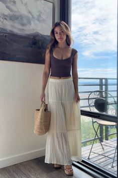 Gilchrist Low Rise Maxi Skirt … curated on LTK Summer Outfits Aesthetic Midsize, White Linen Maxi Skirt Outfit, Low Rise Maxi Skirt Outfit, Maxi White Skirt Outfit, Summer Maxi Skirt Outfits, Spring Maxi Skirt, Low Rise Skirt Outfit, Skirt Summer Outfits