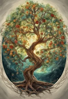 Tree of Life Digital Painting Art Print Ancient Tree Art, Mystical Tree Art, Tree With Roots Painting, Detailed Tree Drawing, Tree Of Life Acrylic Painting, Tree Art Ideas, Tree Of Life Mural, Melinda Sordino, Painting Tree Of Life