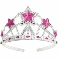 Star Gem Princess Tiara - NEW Your girl can look absolutely fabulous wearing the Star Gem Princess Tiara. She will be the life of the party when she wears it. It comes in a sparkling silver and features pink stars and gems that make it look adorable. The plastic tiara is ideal for the birthday girl because it makes her stand out and feel special. It is also useful for costume parties and Halloween as an accessory. Coordinate it with the rest of the outfit and wow your child's guests. Your little Pink Plastic Tiara, Princess Party Tiara, Pink Princess Party, Tiara Accessories, Party Tiara, Diy Summer Crafts, Birthday Tiara, Star Headband, Princess Tiara