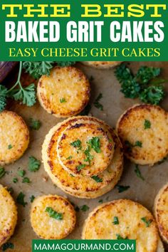 the best baked grit cakes easy cheese grit cakes with parsley and parsley on top